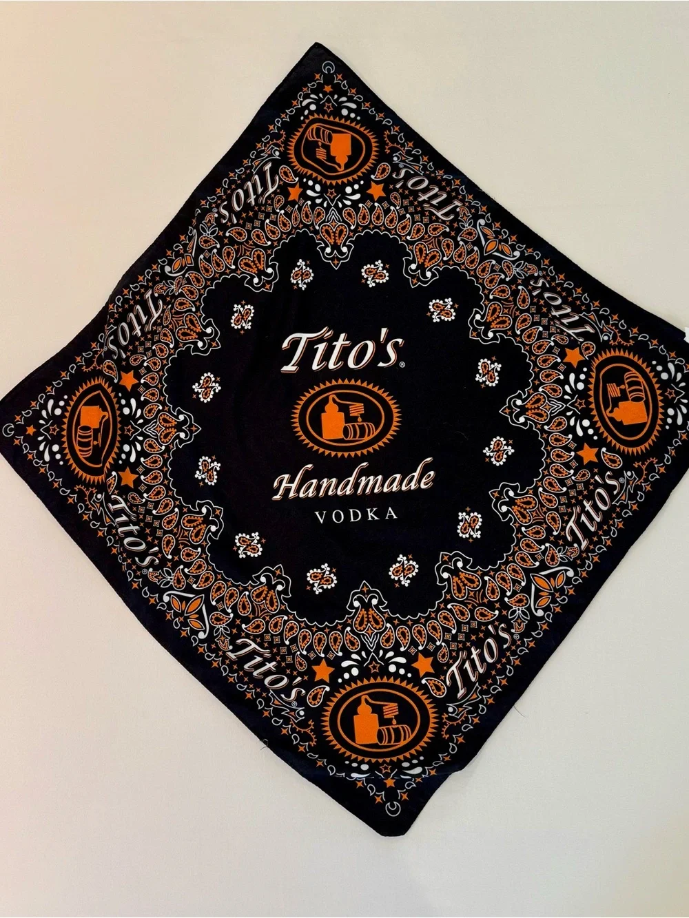 Tito's Handmade Vodka Bandana - Black & Orange Paisley